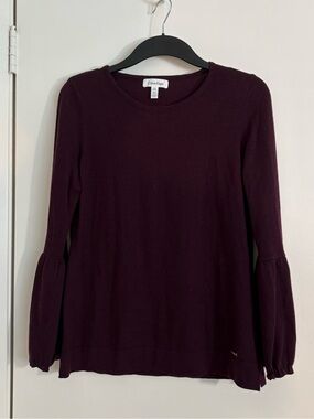 Calvin Klein Deep Plum Bell-Sleeve Knit Top
